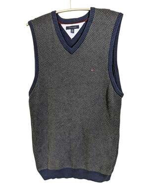 Vintage Tommy Hilfiger Golf Sweater Vest XXL Olive Herringbone Professor Preppy